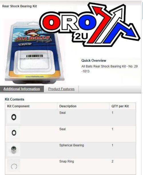 UPPER SHOCK BEARING KIT 96-18 HONDA 125 250 450 500 CR CRF MX-04254-1 29-1013