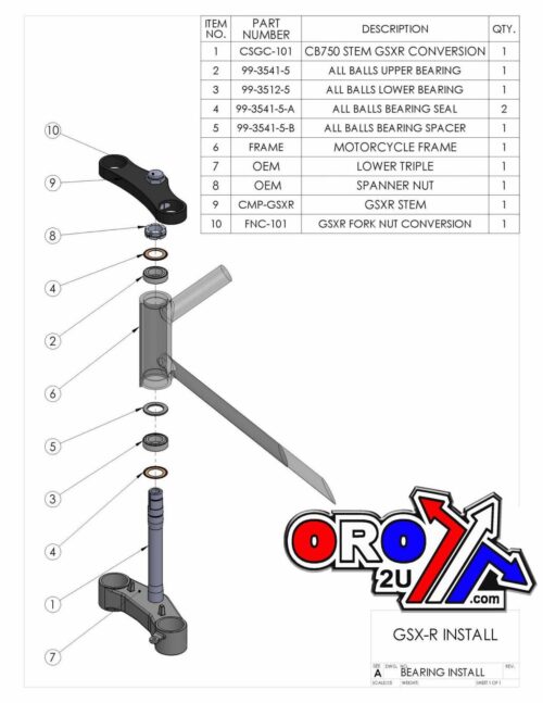 BEARING TAPER & SEAL KIT, ALLBALLS 99-3541-5, 30×48.5×15