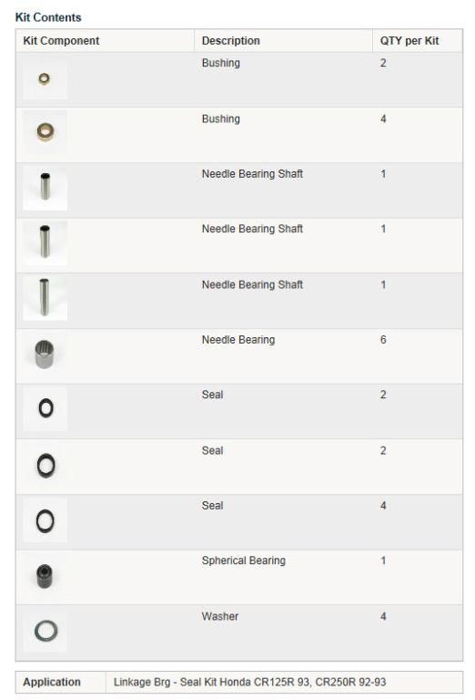 SWINGARM LINKAGE KIT CR125, ALLBALLS 27-1054 CR250 92-93, AB27-1054, PWLK-H03-021 - Image 3