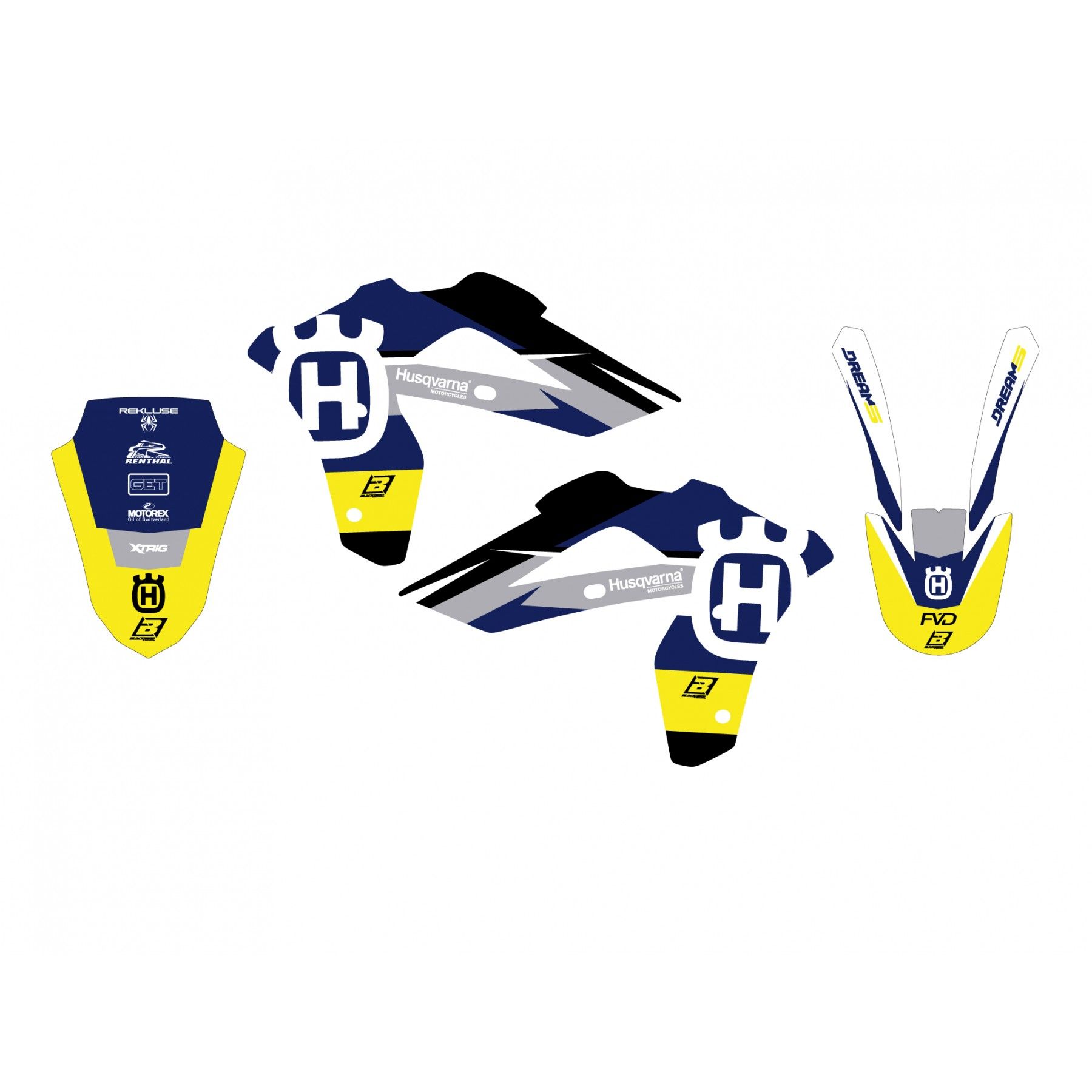 06-13 HUSKY 2STK DREAM5 YELLOW, BLACKBIRD DECAL KIT 2609AB/02, HUSQVARNA CR / WR