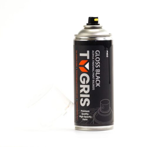 TYGRIS GLOSS BLACK AEROSOL SPRAY PAINT 400ML ACRYLIC RAL9005