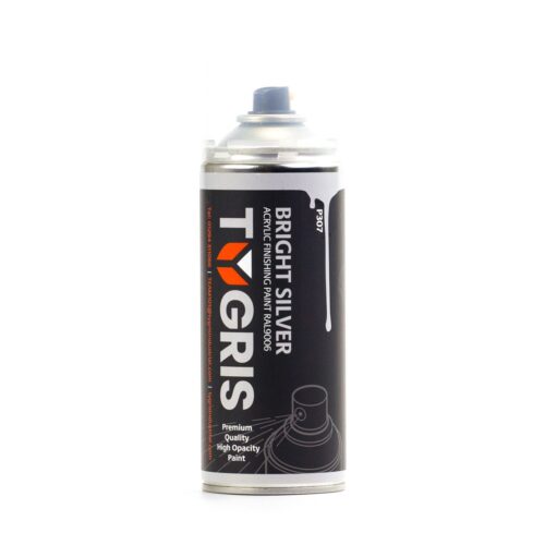 TYGRIS BRIGHT SILVER AEROSOL SPRAY PAINT 400ML ACRYLIC RAL9006