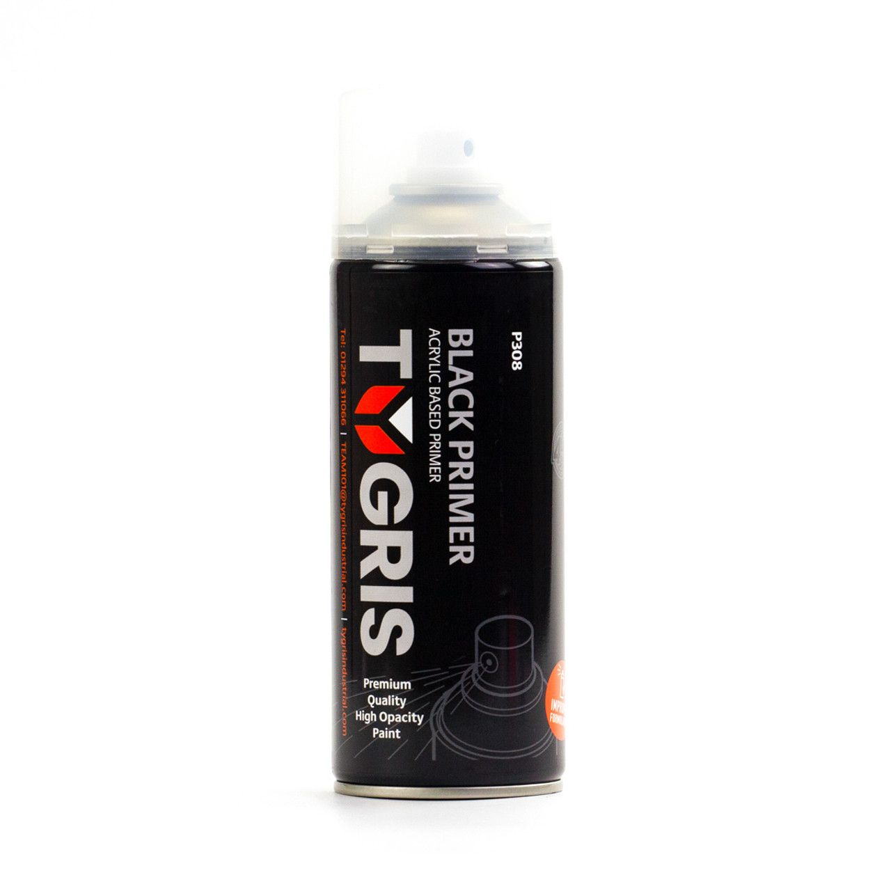 TYGRIS BLACK PRIMER AEROSOL SPRAY PAINT 400ML ACRYLIC