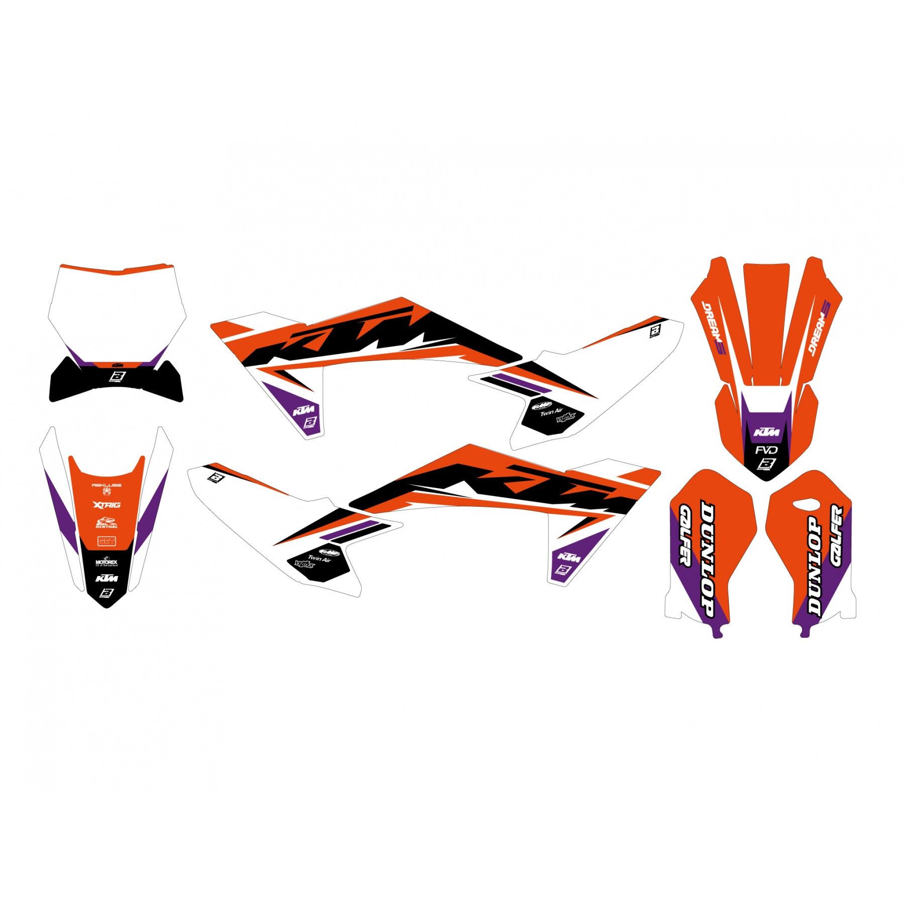 24-25 KTM SX 50 DREAM 5 DECALS, BLACKBIRD 2549AB