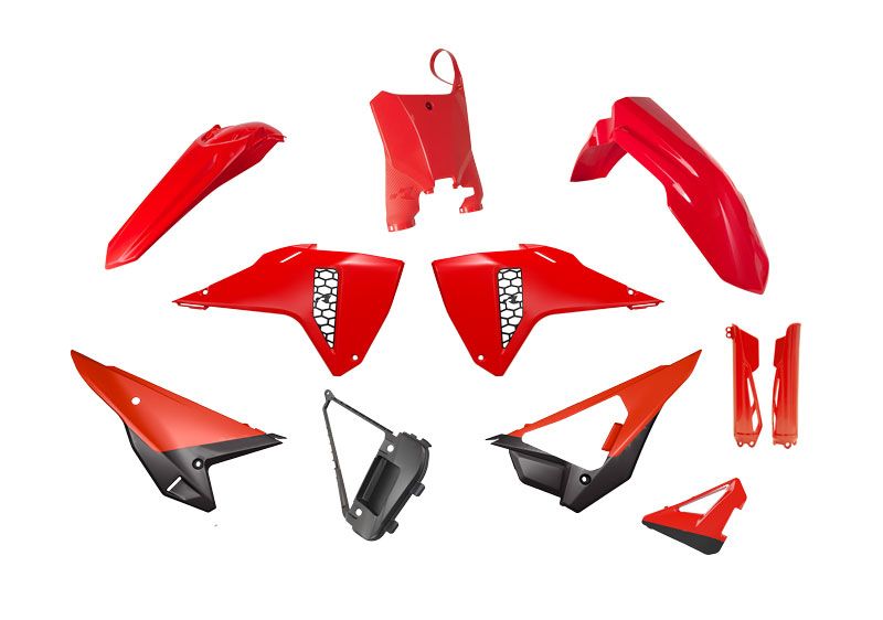 PLASTIC KIT 6PCS FACRTORY HONDA CRF 250/450 2025, R-TECH R-KITCRF-OEM-726 RED BLACK