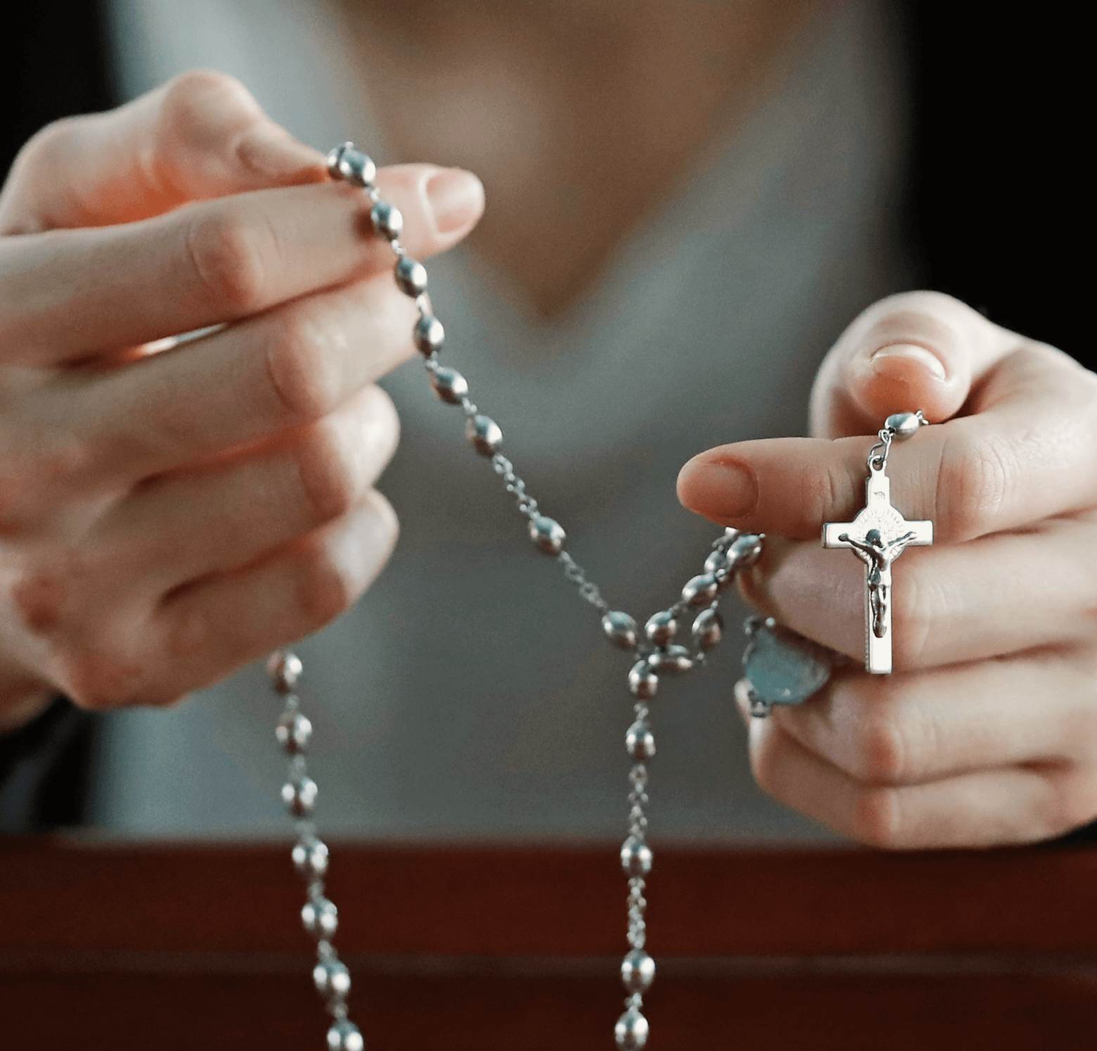 Individual engaging with faith resources