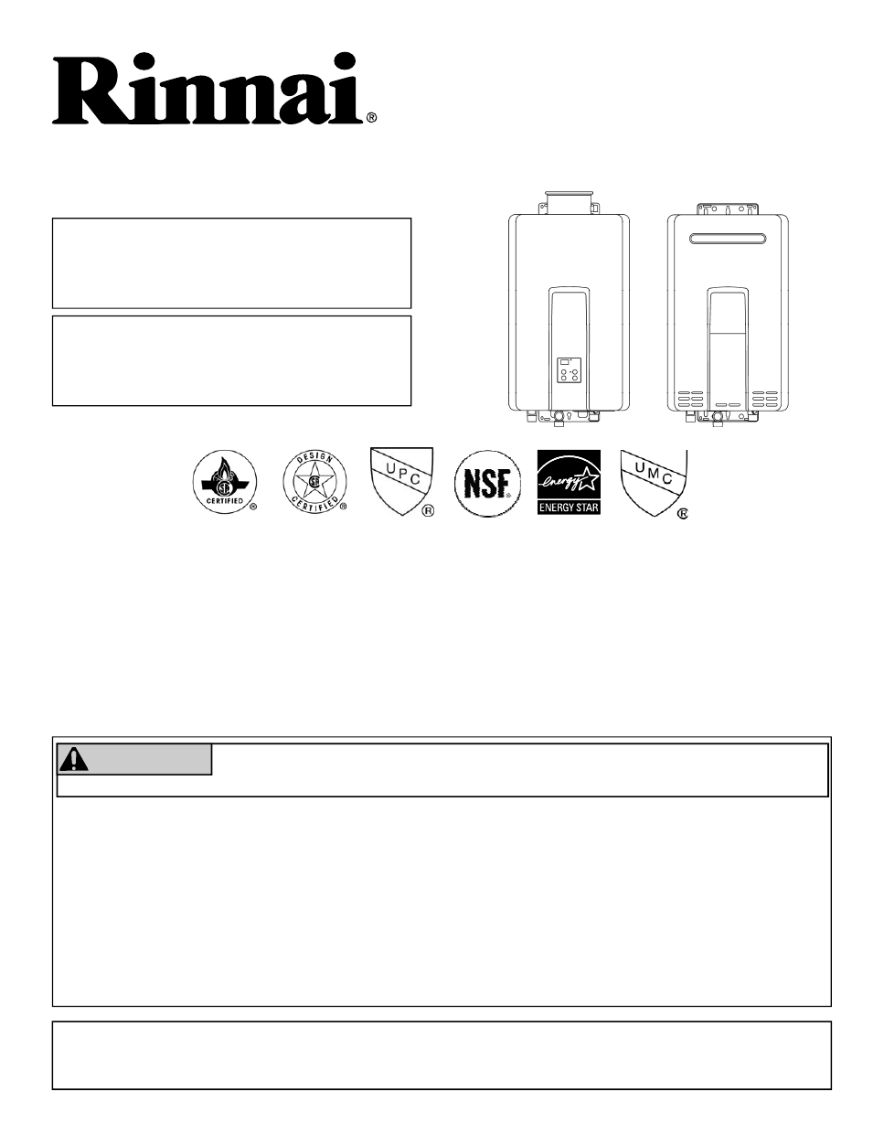 Rinnai V65e (REU-VC2025W-US) Operation and Installation Manual - Free PDF  Download (80 Pages)