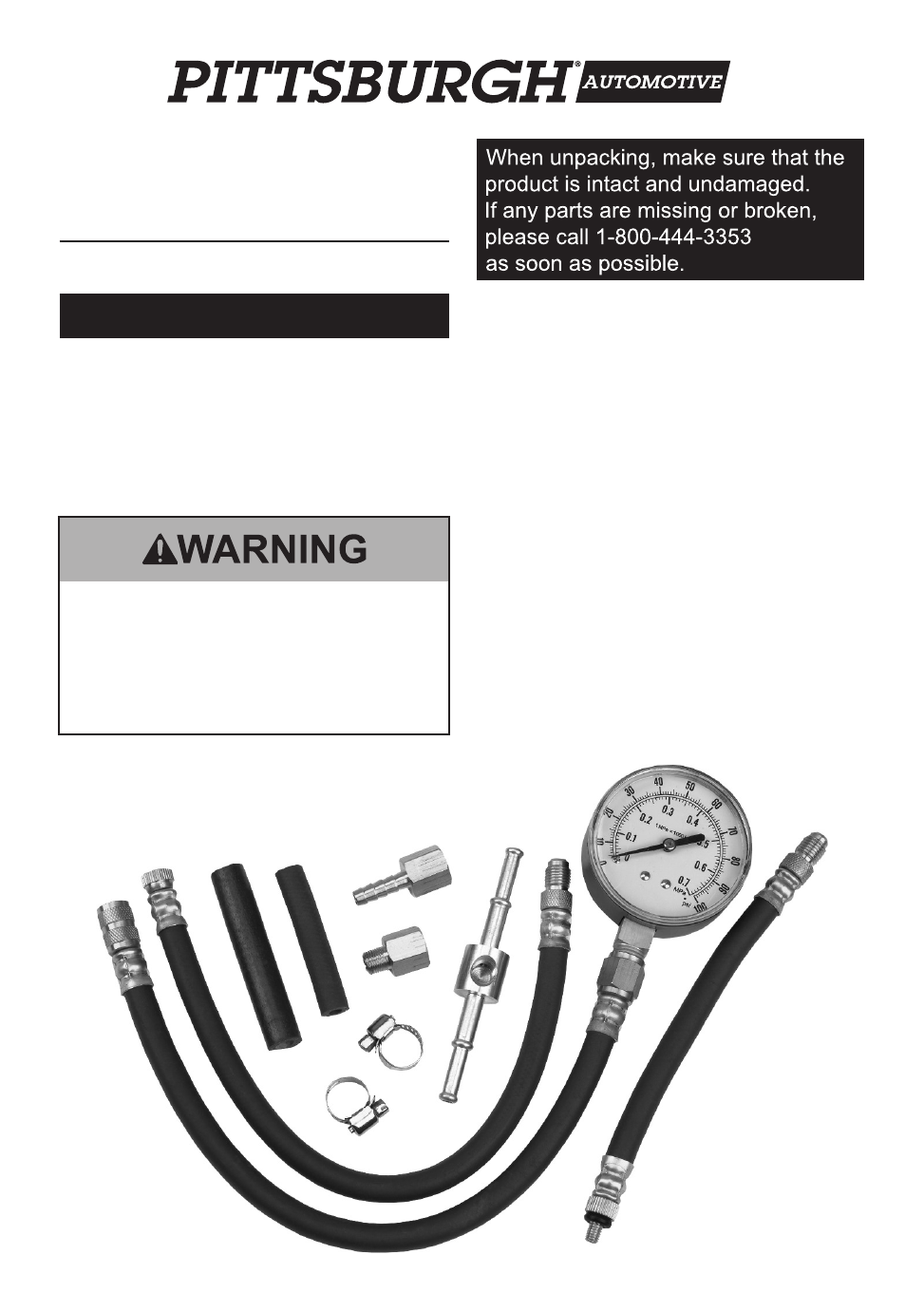 Harbor Freight Tools Fuel Injection Pump Tester Product manual Free