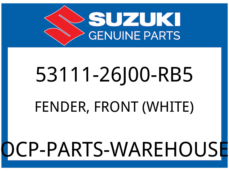 Suzuki OEM Part 53111-26J00-RB5 FENDER, FRONT (WHITE)