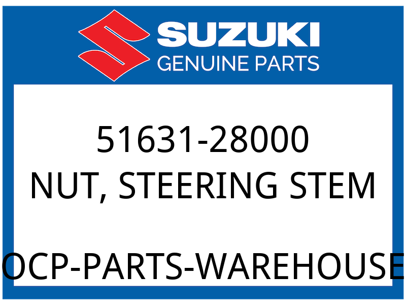 Suzuki OEM Part 51631-28000 NUT,STEERING SYSTEM