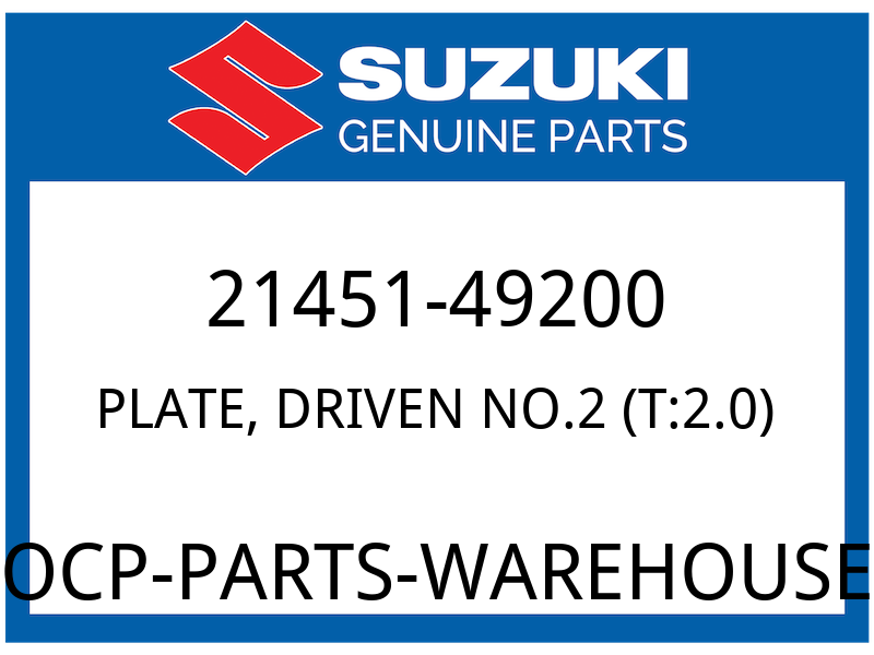 Suzuki OEM Part 21451-49200 PLATE,DRIVEN
