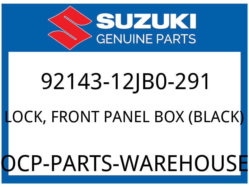 Suzuki OEM Part 92143-12JB0-291 LOCK,FR PANEL BOX (BLACK)