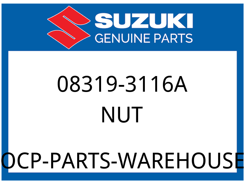 Suzuki OEM Part 08319-3116A NUT, RR CUSHION ROD