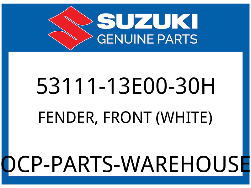 Suzuki OEM Part 53111-13E00-30H FENDER,FRONT (WHITE)