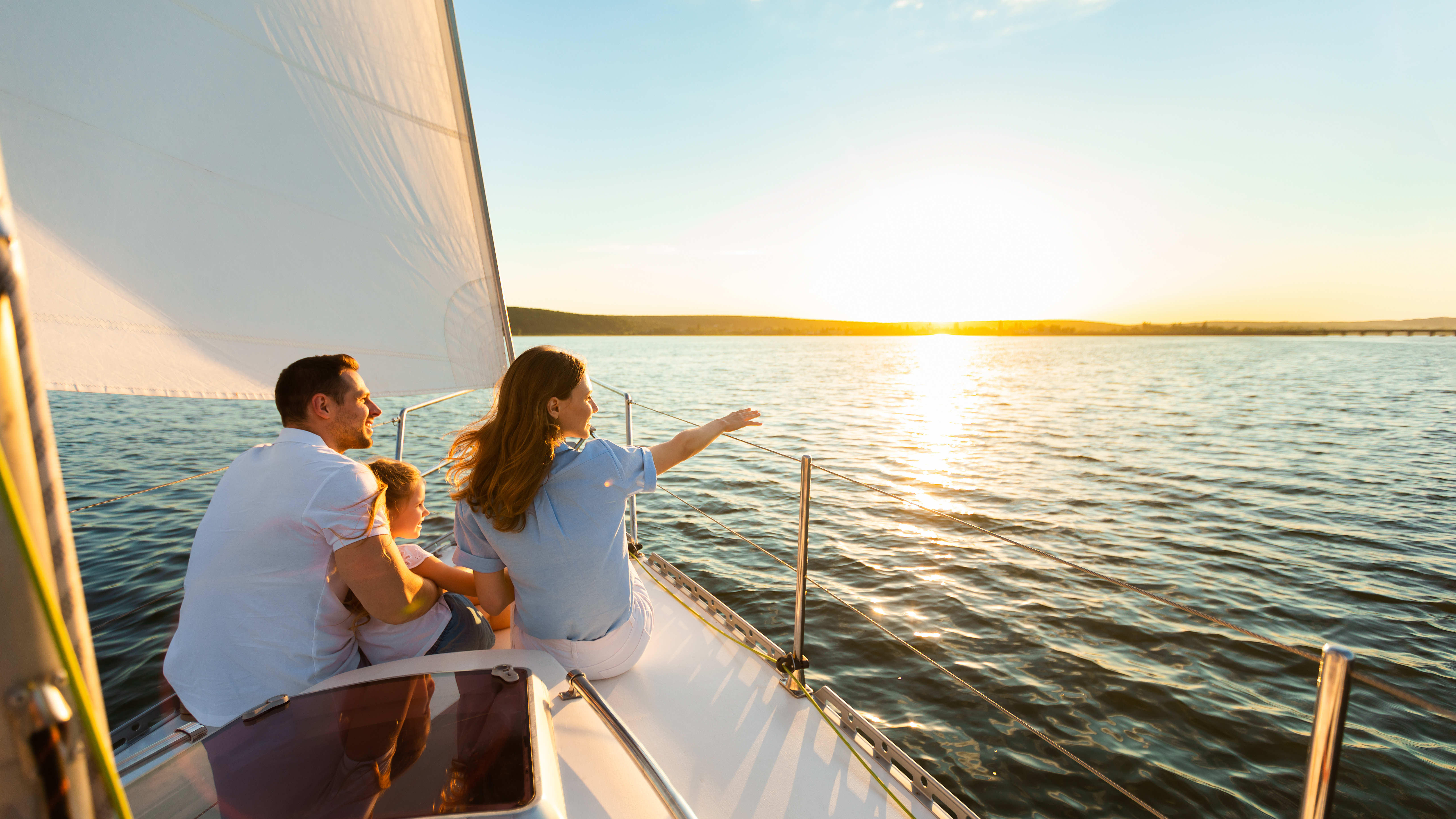 family on boat