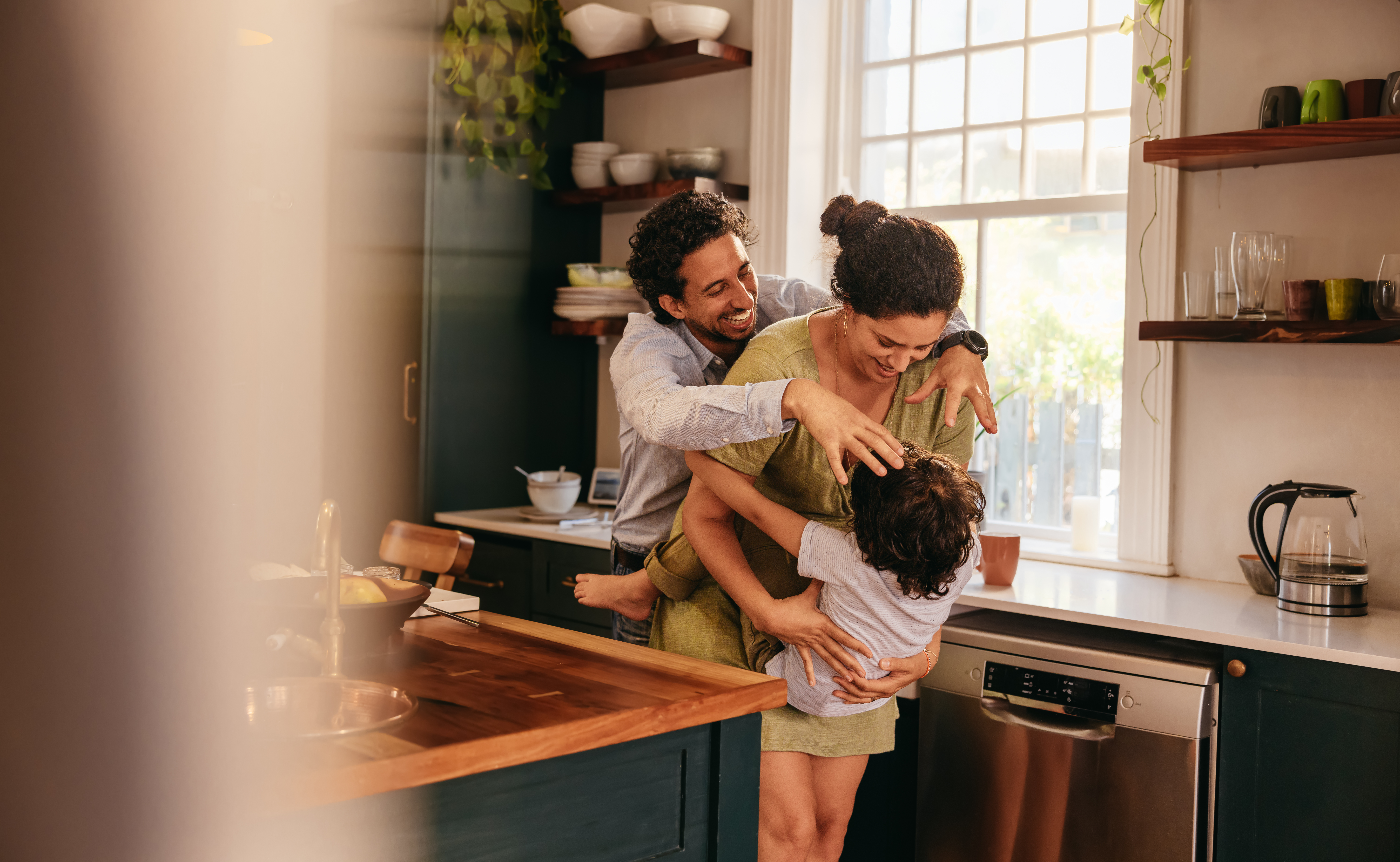 family in kitchen