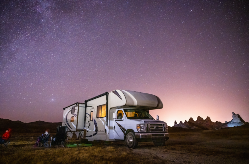 rv in the night sky