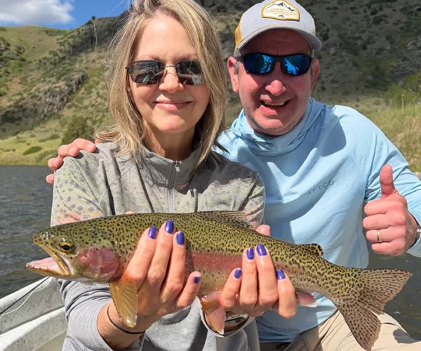 									Rainbow trout on the fly from montanas lower madison river
															