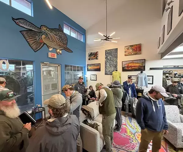 									Morning rush at the bozeman fly fishing HQ
															