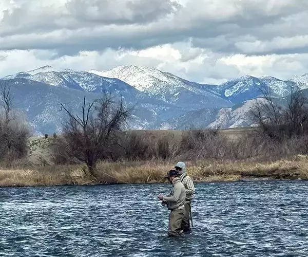 									Bozeman fly fishing trip wading on a float trip
															