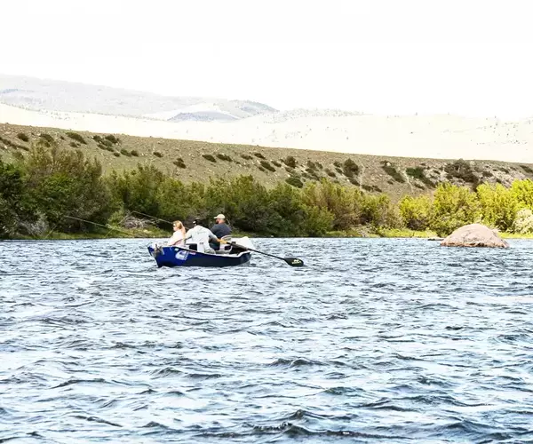 									Dirft boat fly fishing madison river seated anglers
															