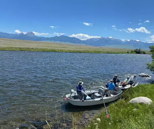 									Drift boat fly fishing upper madison river break
															