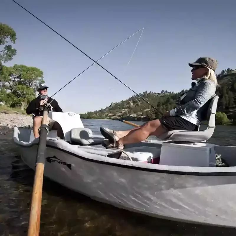 											Anglers fishing and relaxing on a Yellowstone River fishing trip with Fins and Feathers Guide Service
																				