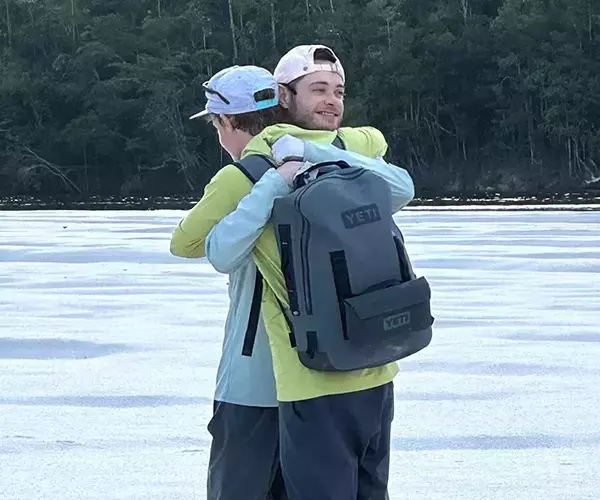 									Brothers in arms while fly fishing in brazil
															