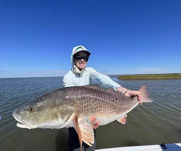 									Cocodrie louisiana redfish fly fishing matty and a bull
															