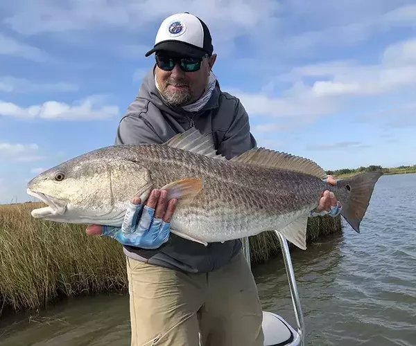 									Woodland plantation fly fishing for redfish near edge
															