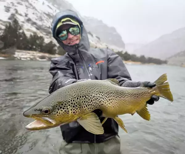 									Wind rvier fly fishing in april snow
															