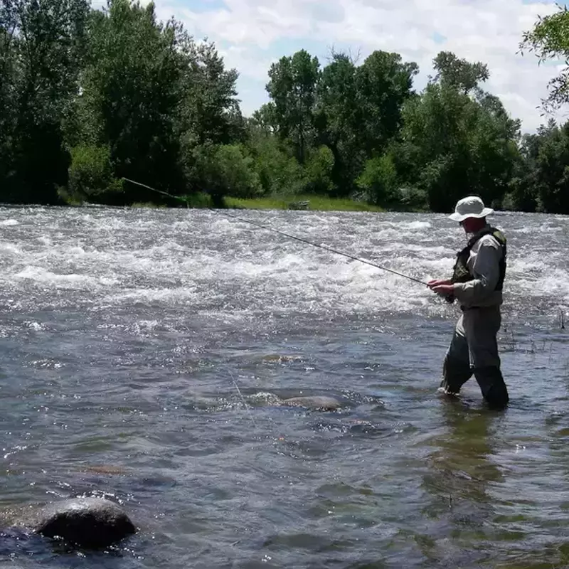 											Boudler River angler fishing the lower river
																						