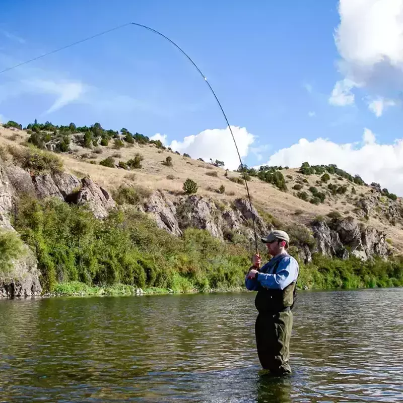 											Gallatin River fishing during a Fins and Feathers Guide Service fly fishing trip.
																						