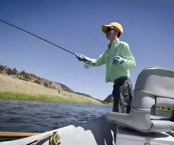 Lower madison river angler fishing a run