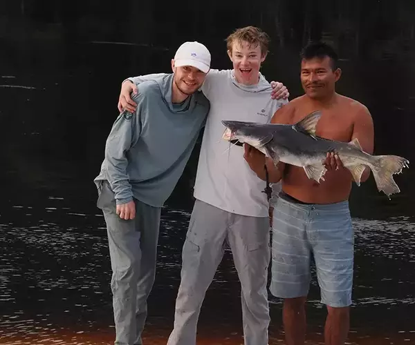 									The boys peacock bass fishing in brazil
															