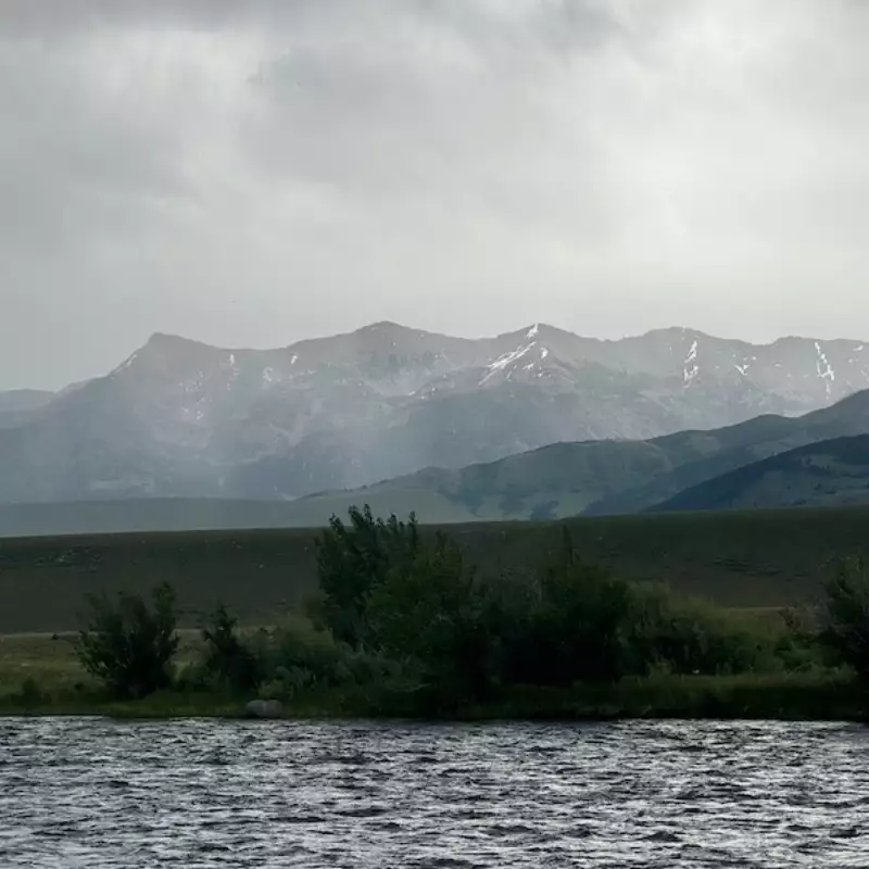 											Upper madison river fishing madison range background
																				