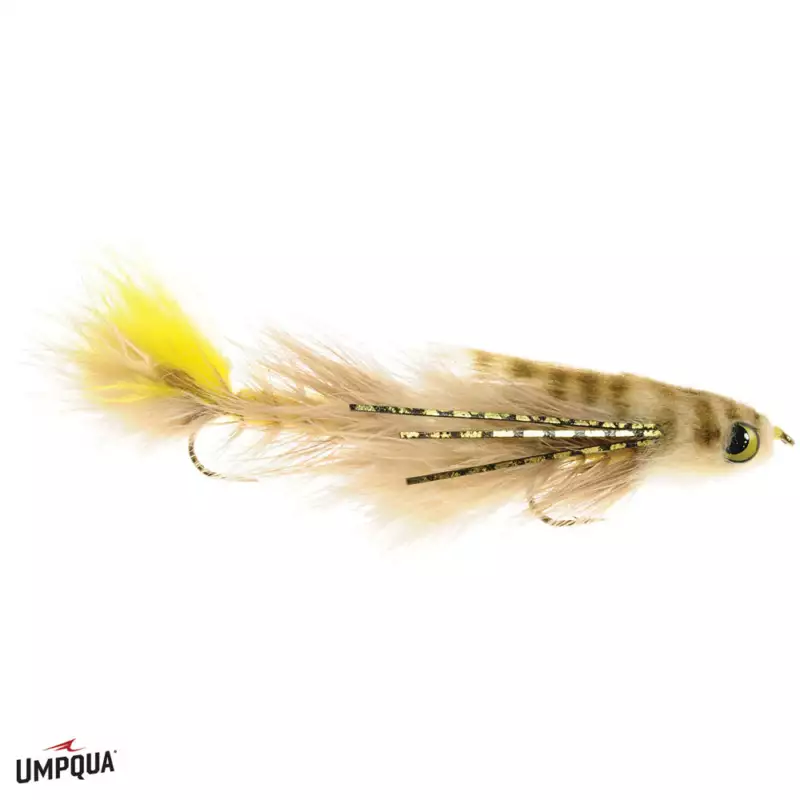 											The Tan and Yellow Double Gonga is the best fly for streamer fly fishing in Montana on large rivers.
																				