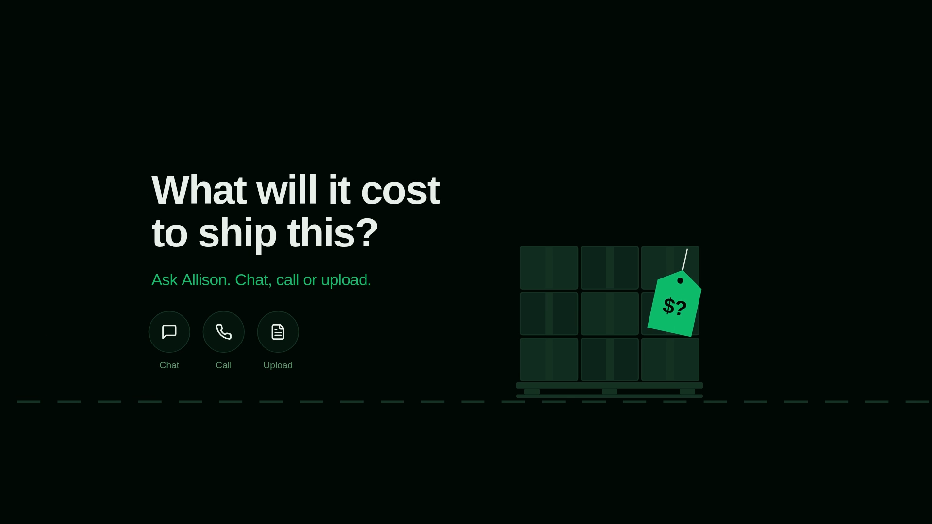 What will it cost to ship this? Ask Allison. Chat, call or upload.