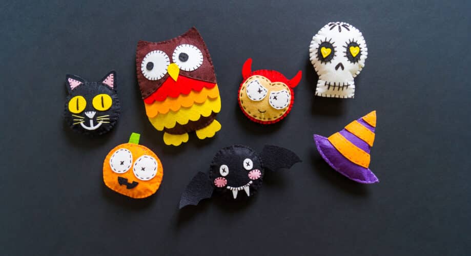 Decorations for Día de los Muertos and Halloween celebrations.