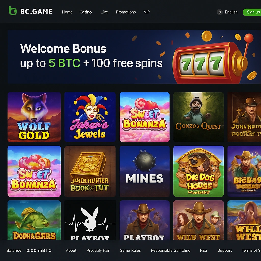 BC Game interface