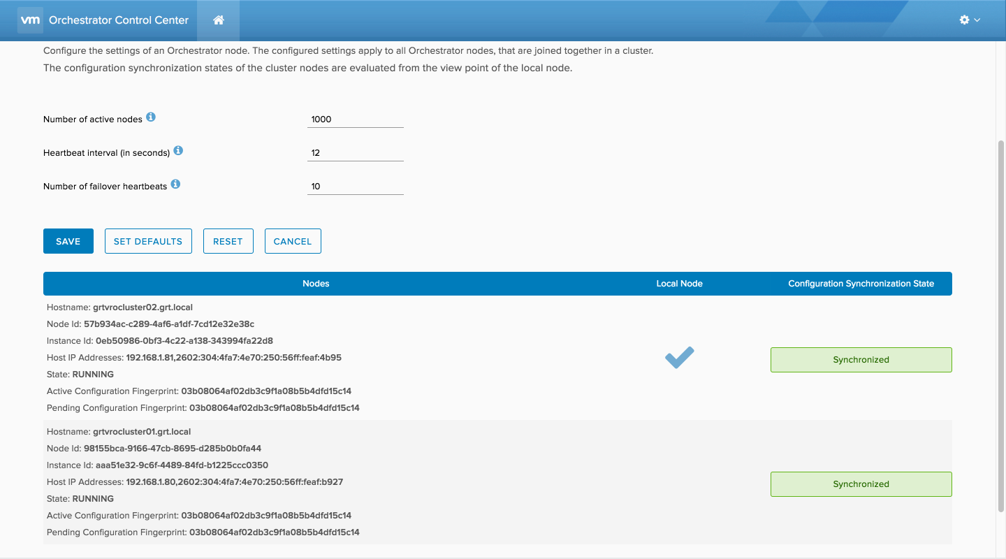 vRealize Orchestrator (vRO) Cluster with a PostgreSQL Database