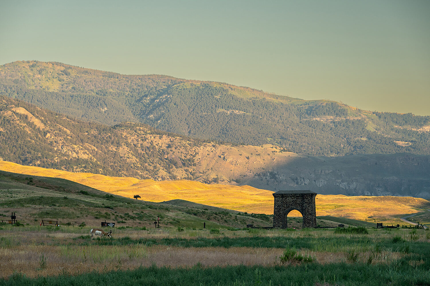  
											 The Roosevelt Arch at the North Entrance of Yellowstone National Park
										  										 
