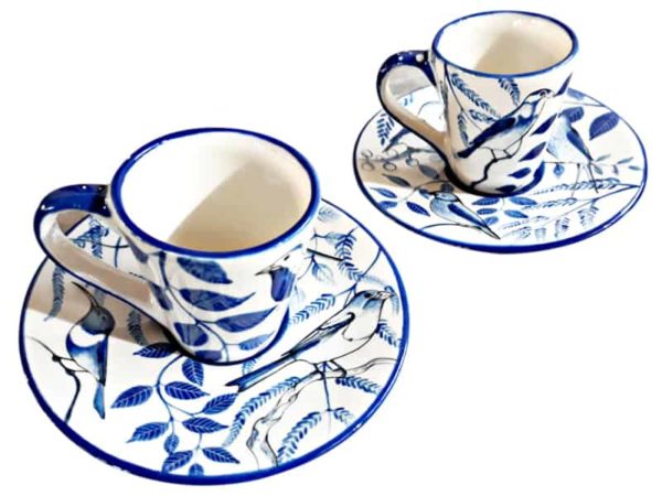 Espresso Cup & Saucer (Birds Blue)