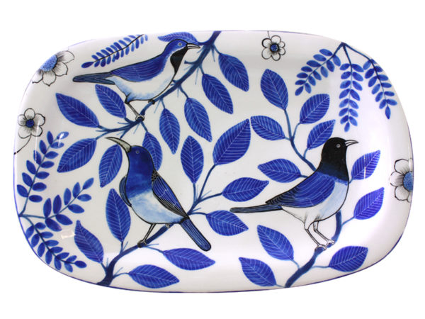 Nan’s Platter (Birds Blue)