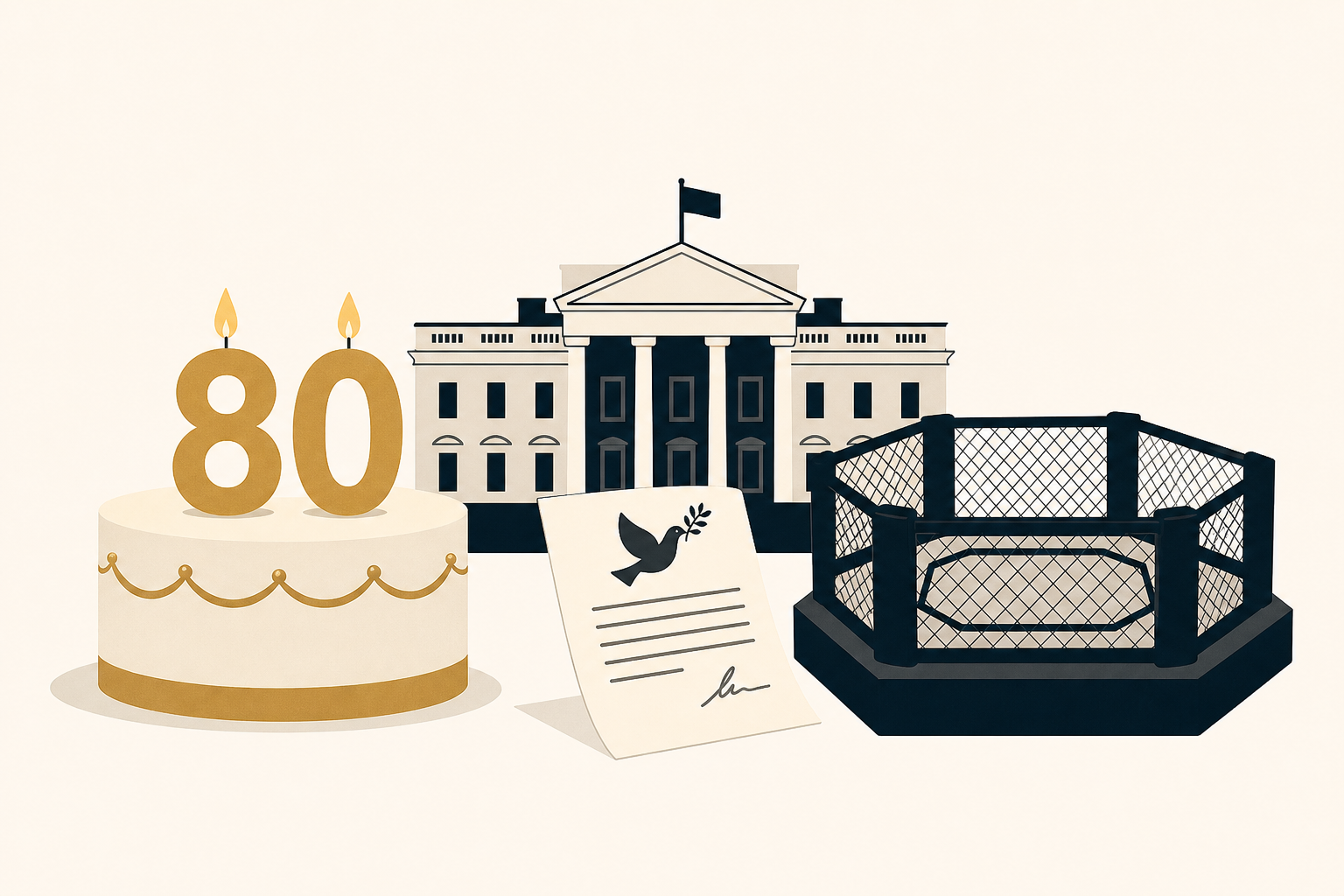 The Latest: Trump celebrates his 80th birthday with Iran deal and UFC cage fight at the White House