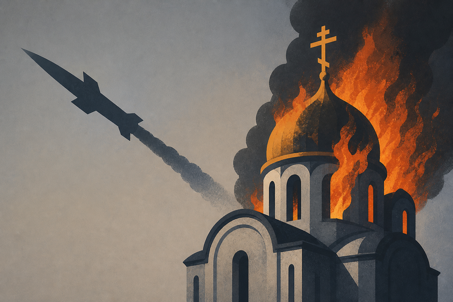 Historic Orthodox Cathedral Burns in Russian Attack on Kyiv