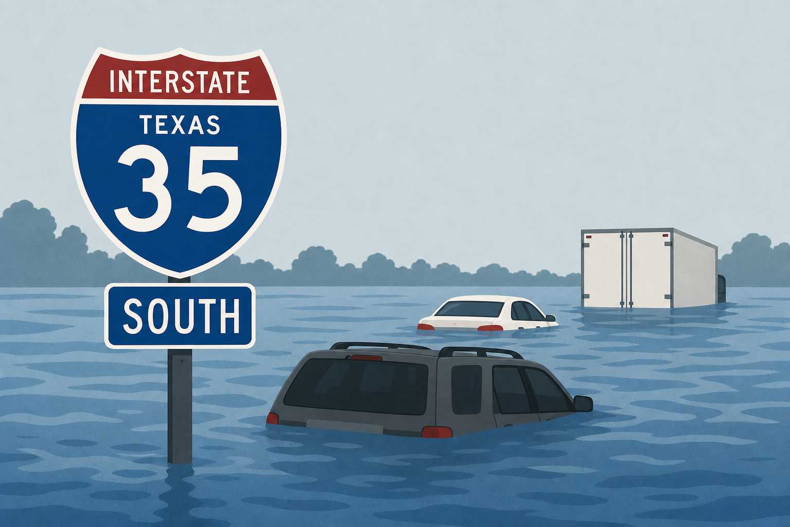 Multiple vehicles stranded in high water on I-35 south between Waco and Hewitt