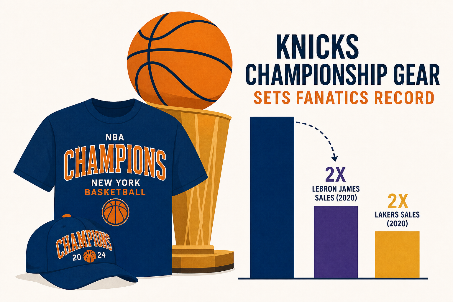 Knicks NBA Championship Gear Sets Fanatics Record, Doubles LeBron James, Lakers Sales from 2020