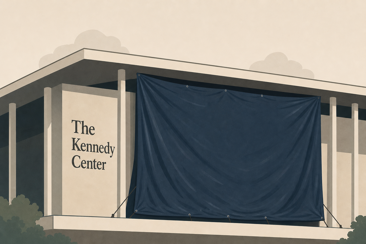 Trump’s name is off the Kennedy Center, but a tarp is hiding the proof