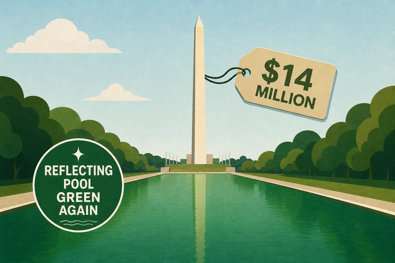 Reflecting Pool Green Again After Trump’s $14 Million Renovation